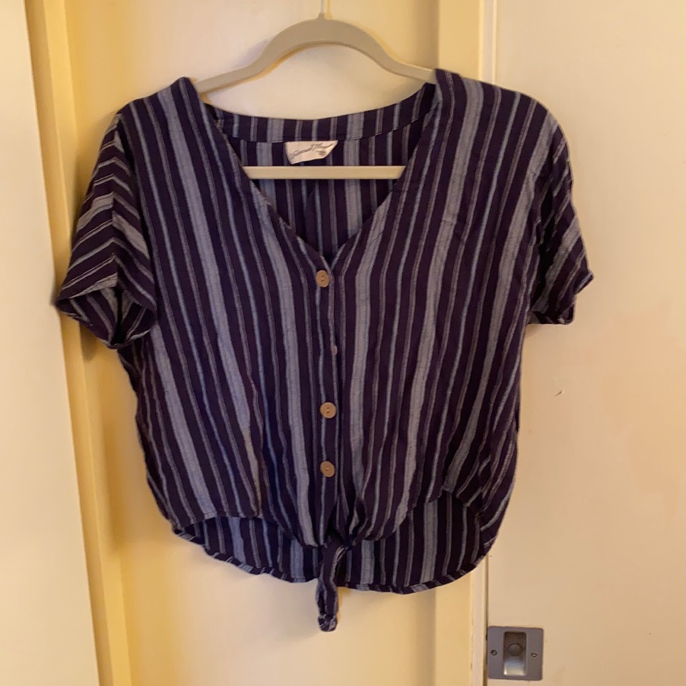 Black and blue tied crop top